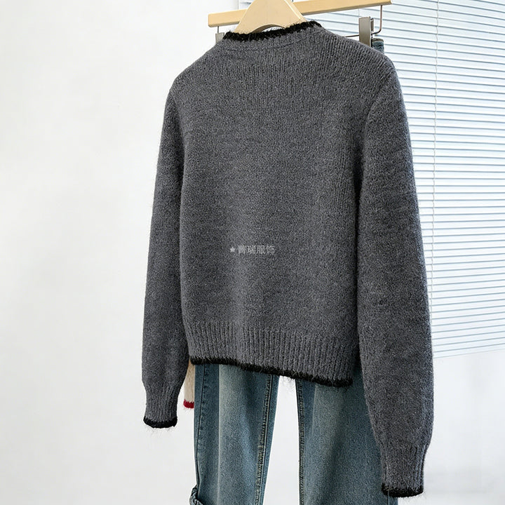 Damen Kuscheliger Strickcardigan mit Blumenapplikationen Drune