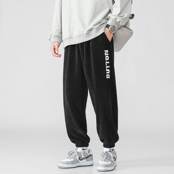 Herren Weiche Cord-Jogginghose im Relaxed-Fit mit elastischem Bund und Bündchen Drune