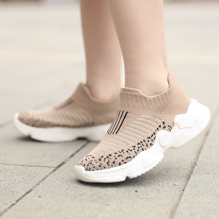Damen nan atmungsaktiver Strick-Sneaker mit sockenähnlichem Schaft und dämpfender Plateau-Sohle Drune