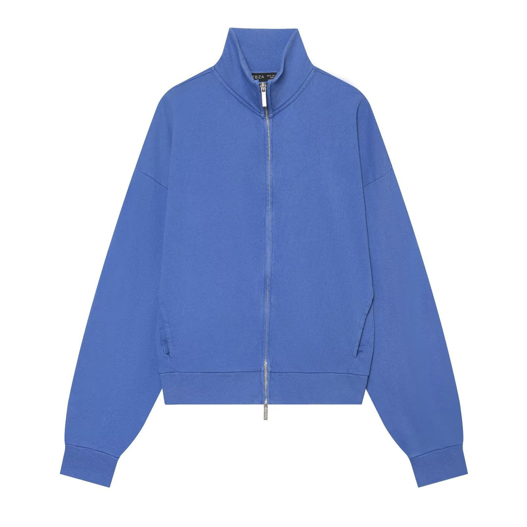 Damen Kurz geschnittener Sweatshirt-Blouson mit hohem Stehkragen und Reißverschluss Drune