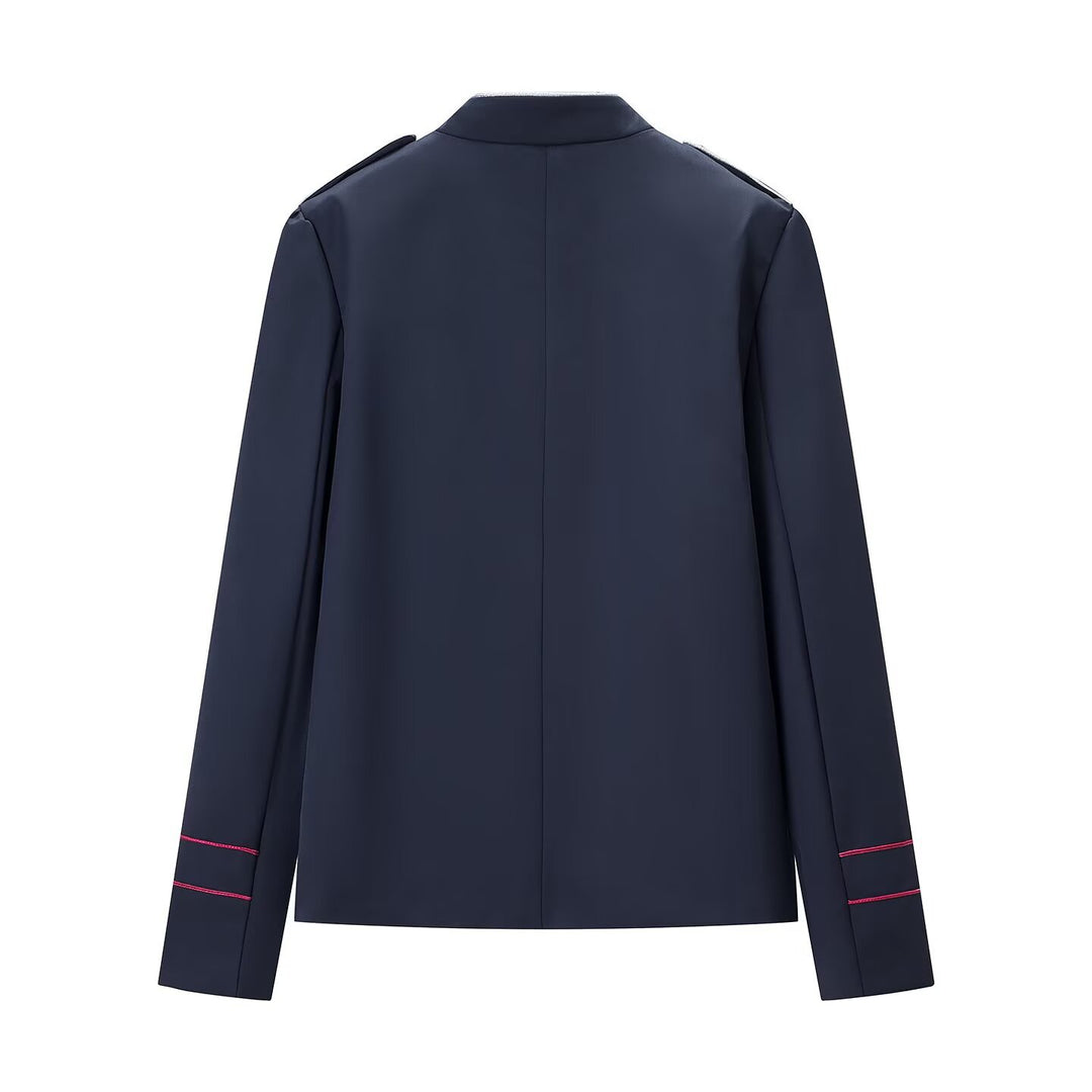 Damen Militärblazer mit Stehkragen, goldener Zierknopfreihe und Kordelbesatz Drune
