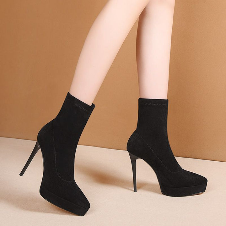 Damen Sock-Stiefelette mit Plateau und hohem Stiletto Drune