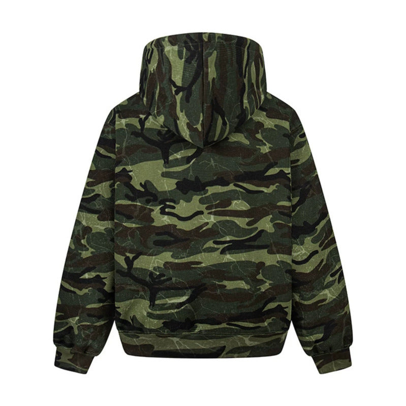 Unisex Kapuzensweatjacke im Camouflage-Design mit durchgehendem Reißverschluss Drune