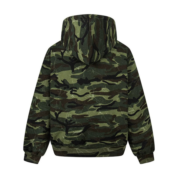 Unisex Kapuzensweatjacke im Camouflage-Design mit durchgehendem Reißverschluss Drune