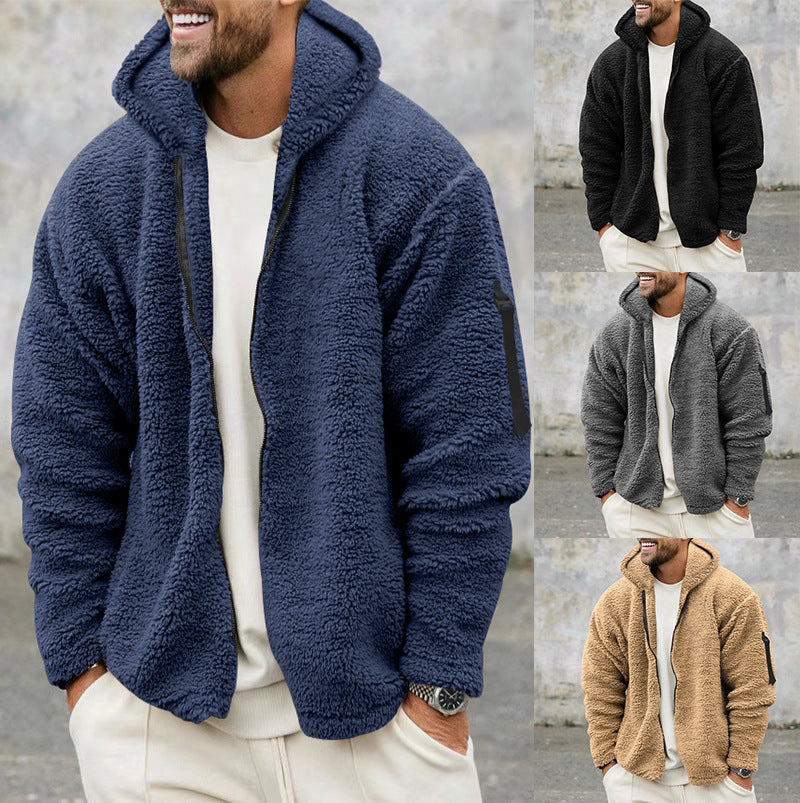 Herren fleecegefütterte Jacke mit praktischen Taschen und Kapuze Drune