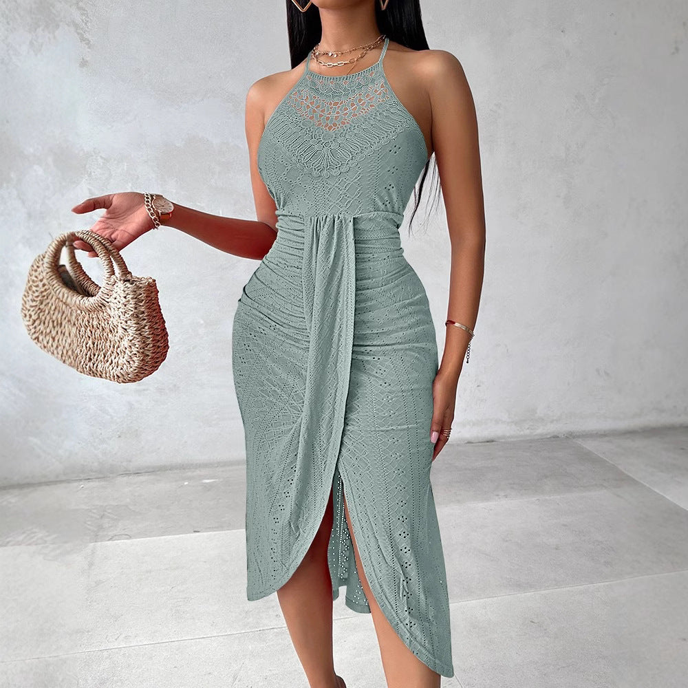 Damen Maxikleid mit verstellbarem Gürtel Drune