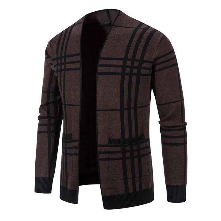 Herren Strickjacke mit modernem Karomuster und praktischem Reißverschluss Drune