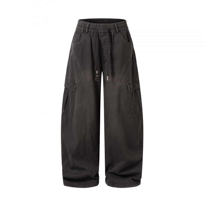 Damen Weite Cargo-Hose mit Tunnelzugbund, aufgesetzten Pattentaschen und weitem Bein Drune