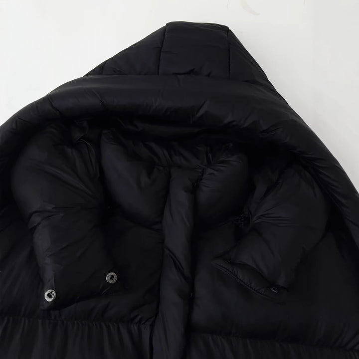 Damen nan oversized Steppjacke mit voluminöser Kapuze und aufgesetzten Pattentaschen Drune
