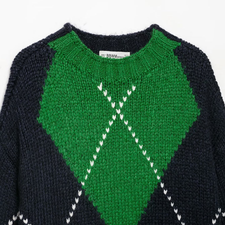 Damen Grobstrick-Pullover mit Argyle‑Muster und Oversize‑Schnitt Drune