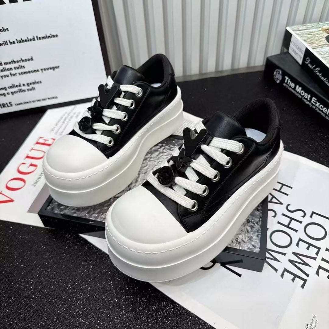 Damen Plateau Sneaker mit trendigem Design und elastischen Schnürsenkeln Drune