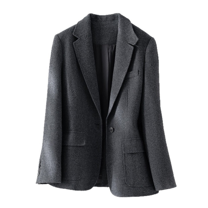 Damen Halbgefütterter Ein-Knopf-Wollmix-Blazer mit abgerundetem Saum Drune