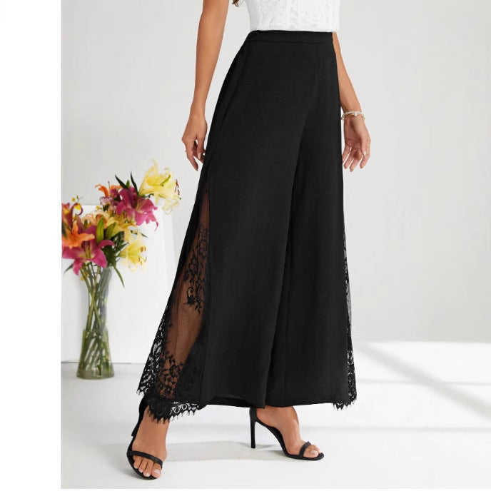 Damen Weite Spitze Palazzo-Hosen Drune