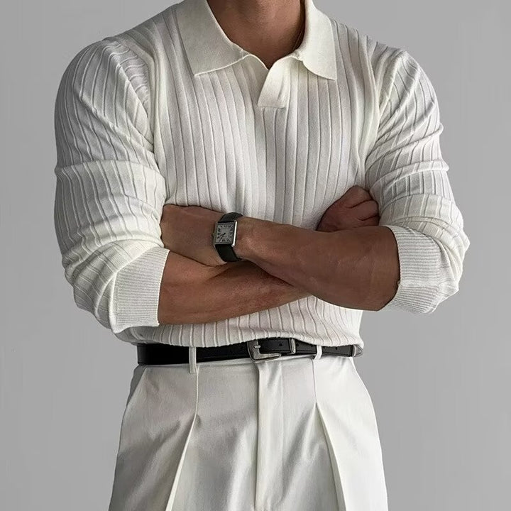 Herren Elegantes Strickpolo mit strukturiertem Design Drune