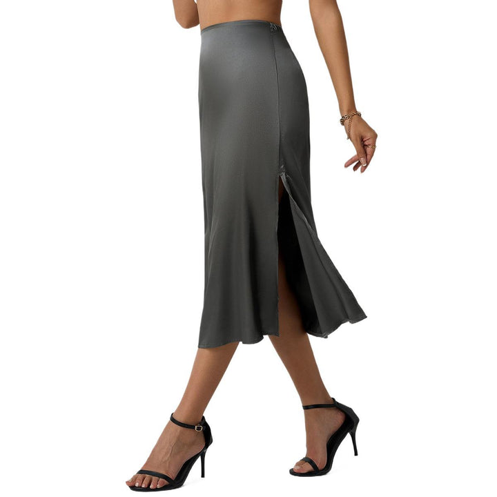Damen eleganter Midirock mit fließendem Schnitt und Satin-Finish Drune