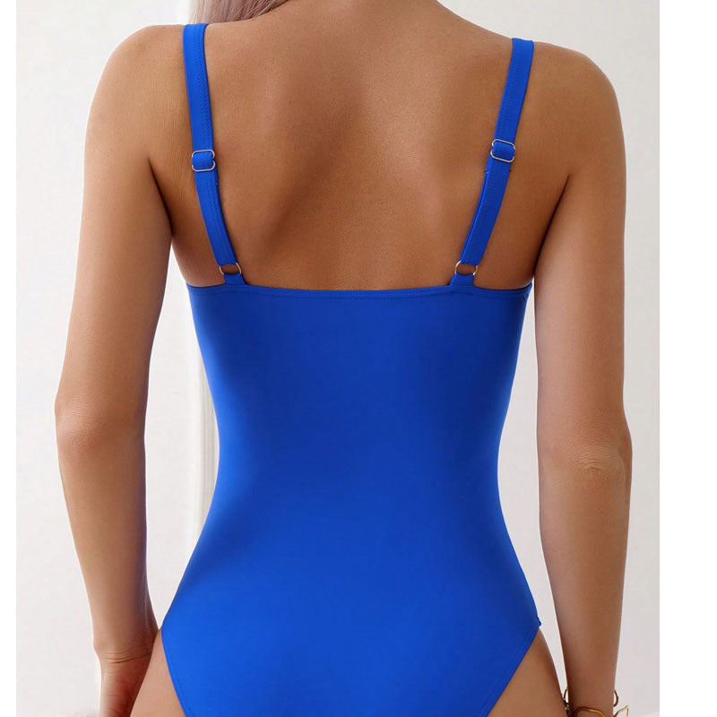 Damen Einteiler Badeanzug mit modischem Cut-Out und elegantem Gold-Detail Drune