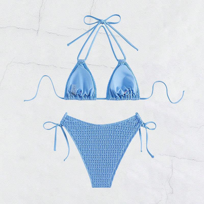 Damen Häkel-Bikini mit verspielten Bindebändern Drune