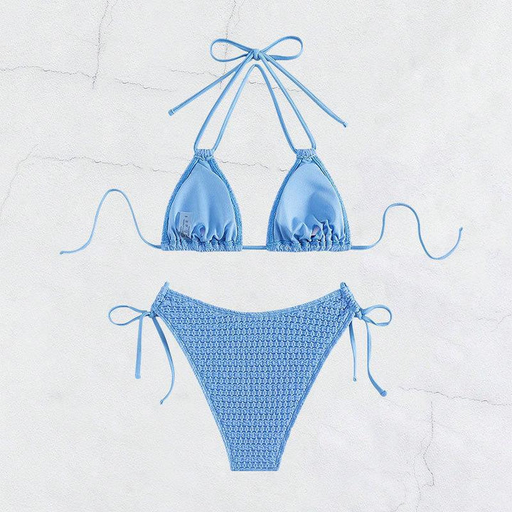 Damen Häkel-Bikini mit verspielten Bindebändern Drune