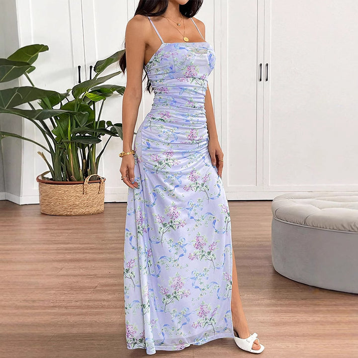 Damen Maxikleid im romantischen Floral-Design mit verstellbaren Trägern Drune