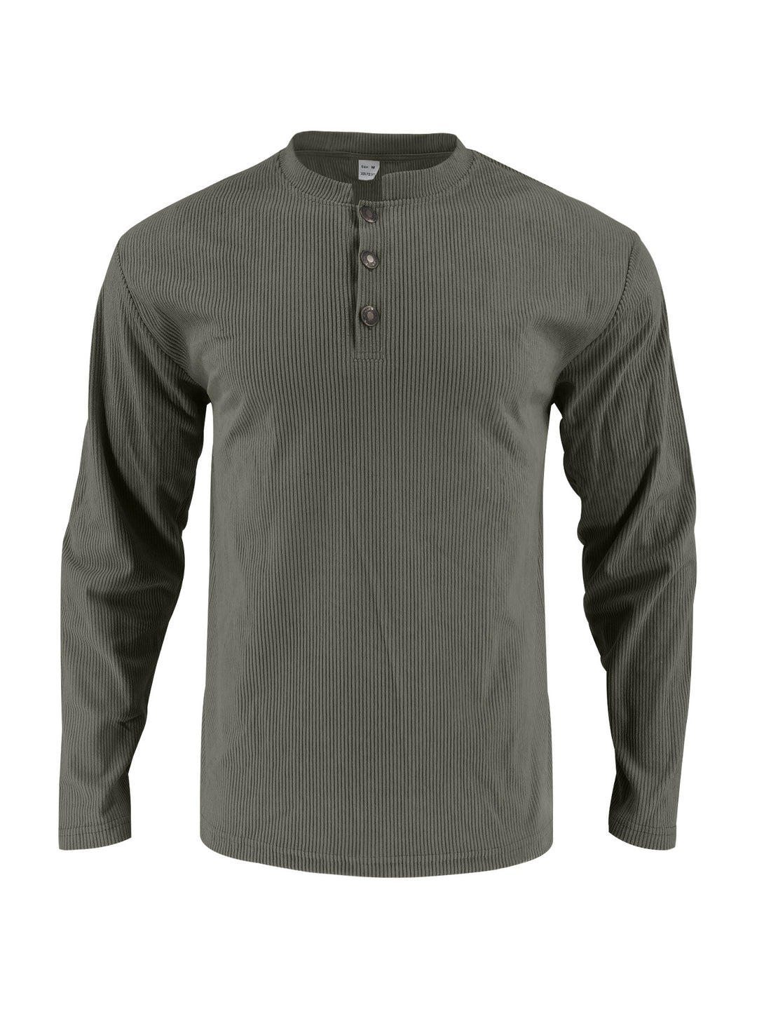 Herren Langarmshirt mit modischer Stehkragen und Knopfleiste Drune