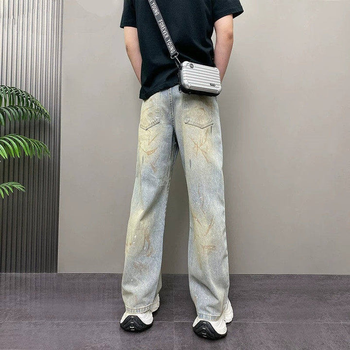 Herren Modische Baggy-Jeans mit kreativen Waschungen Drune