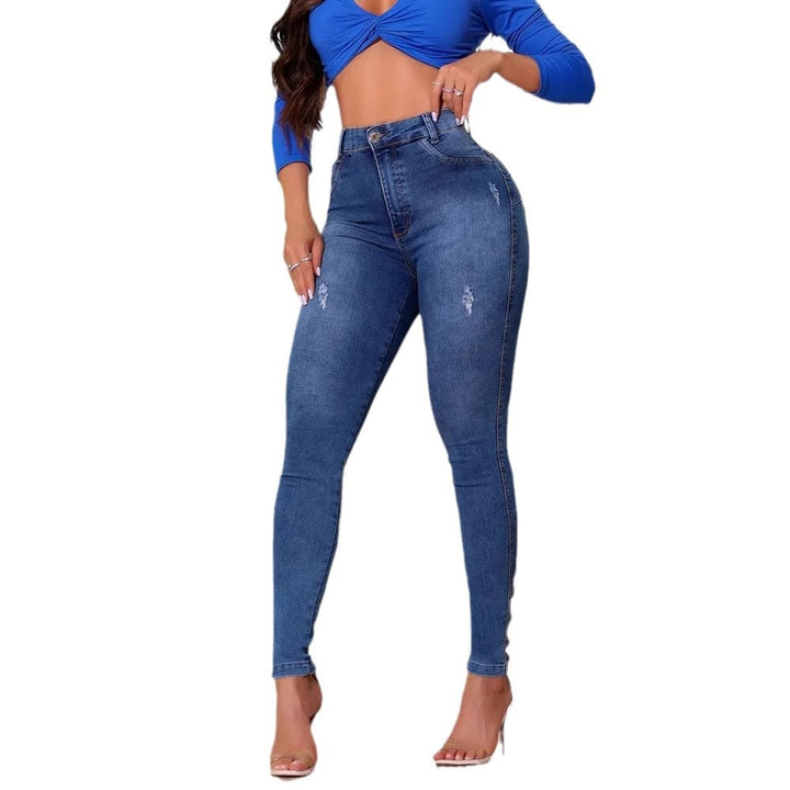 Damen High-Waist Skinny Jeans mit Distressed-Effekten Drune