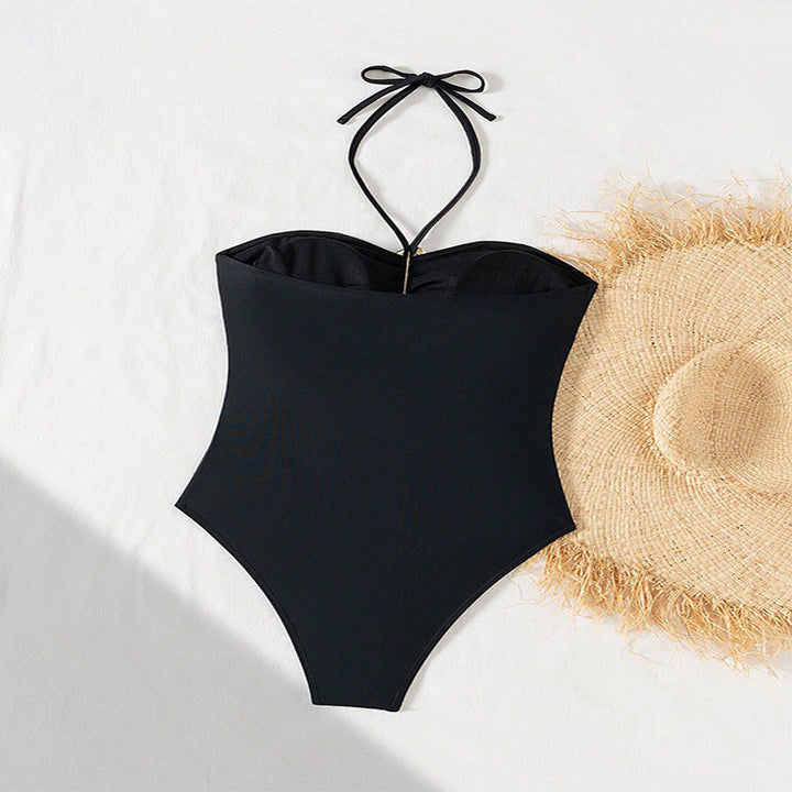 Damen Eleganter Bandeau-Badeanzug mit modischen Cut-Outs und stilvollem Schmuckdetail Drune