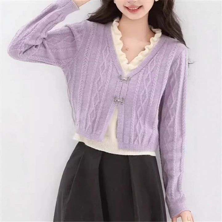 Damen Strickjacke mit V-Ausschnitt Drune