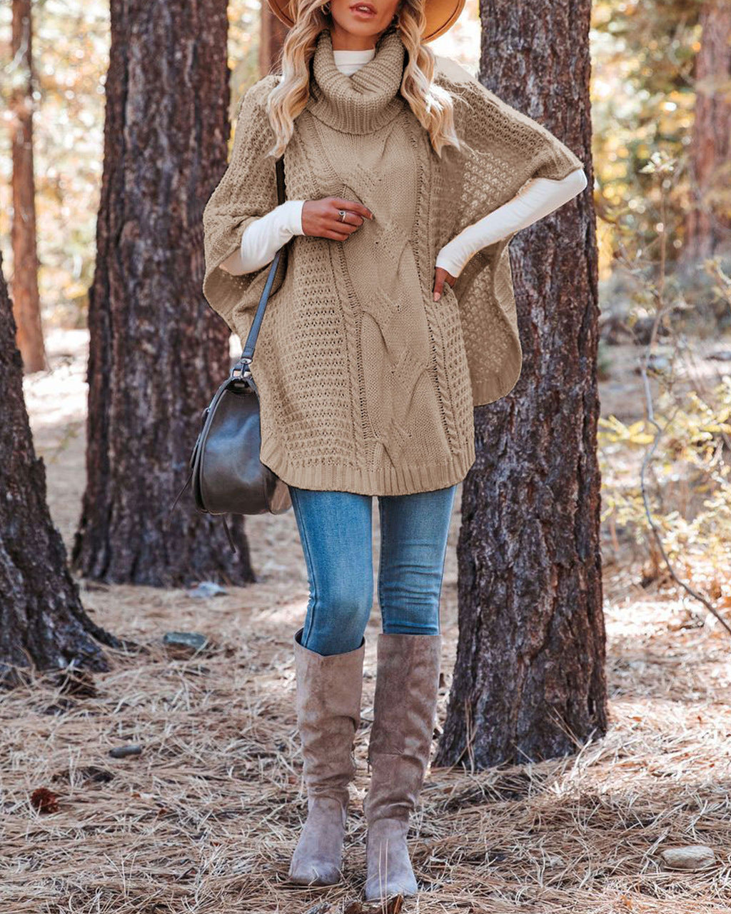 Damen Strickpullover im Poncho-Stil Drune