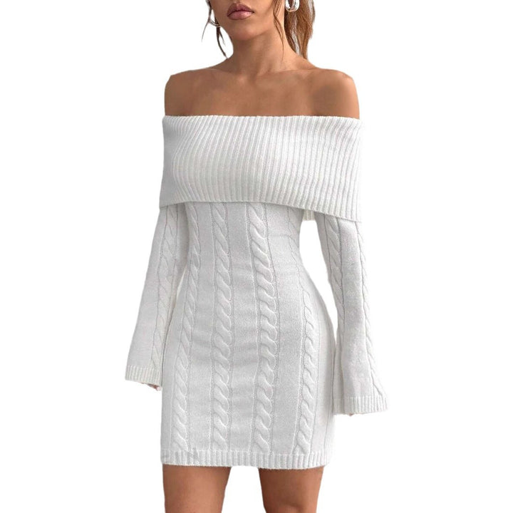 Damen Strickkleid mit Off-Shoulder Design Drune