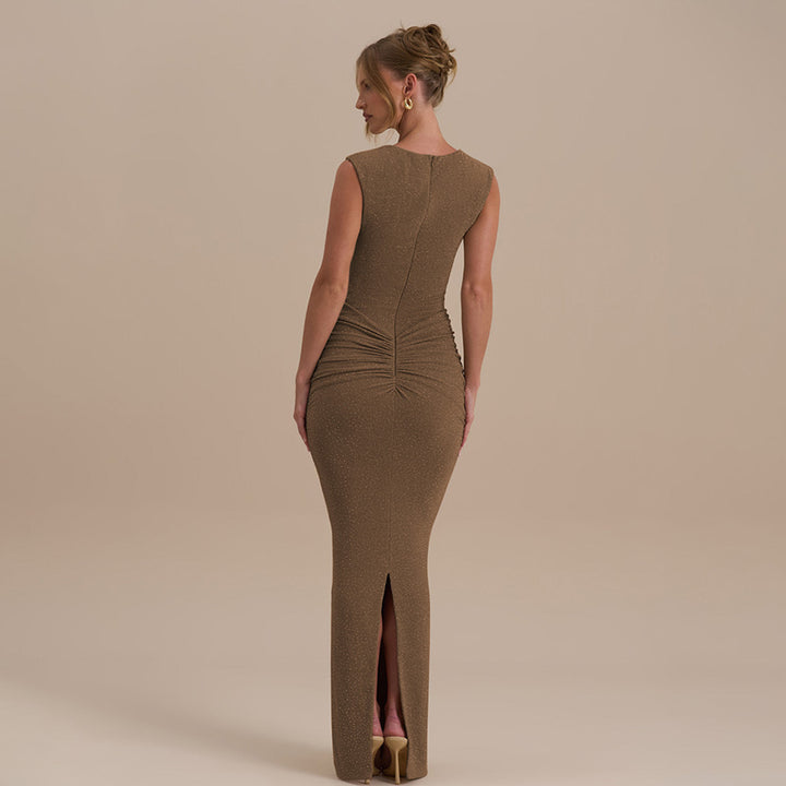 Damen Maxikleid mit elegantem Raffungsdesign und taillierter Silhouette Drune
