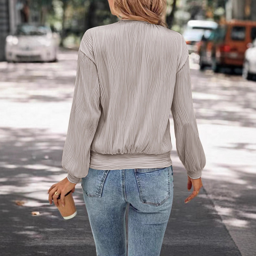 Damen lässiges Sweatshirt mit strukturiertem Stoff und elastischen Bündchen Drune