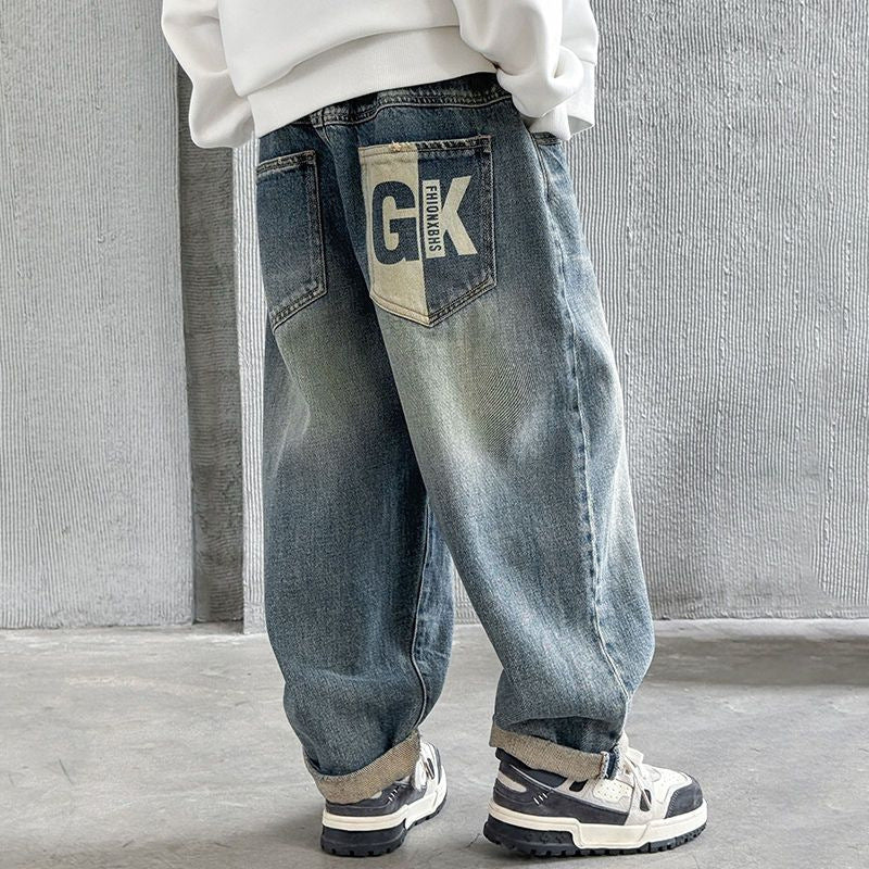 Herren lässige Weit geschnittene Jeans Drune
