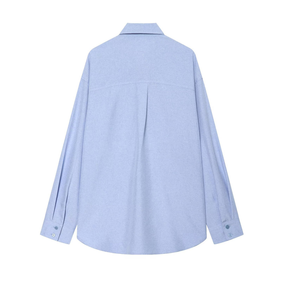 Damen Oversize-Hemd mit Bindeschlaufen, verdeckter Knopfleiste und Tunnelzugsaum Drune