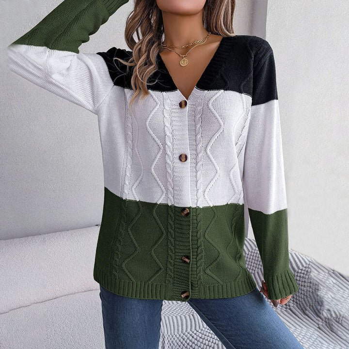 Drune | Farbblock Strickjacke mit Modernem Muster