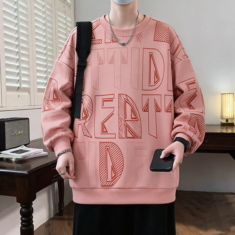Herren Oversized-Sweatshirt mit großflächigem Lettering-Print und geripptem Saum Drune