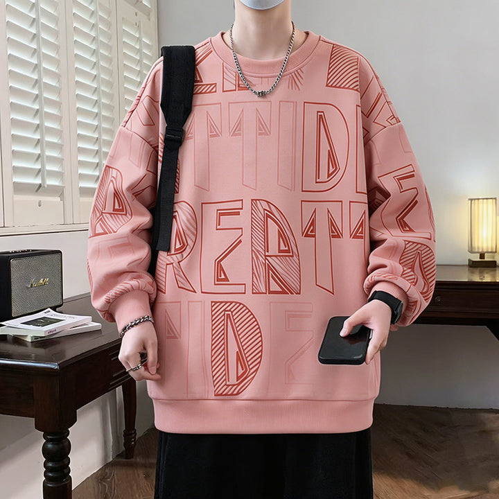 Herren Oversized-Sweatshirt mit großflächigem Lettering-Print und geripptem Saum Drune
