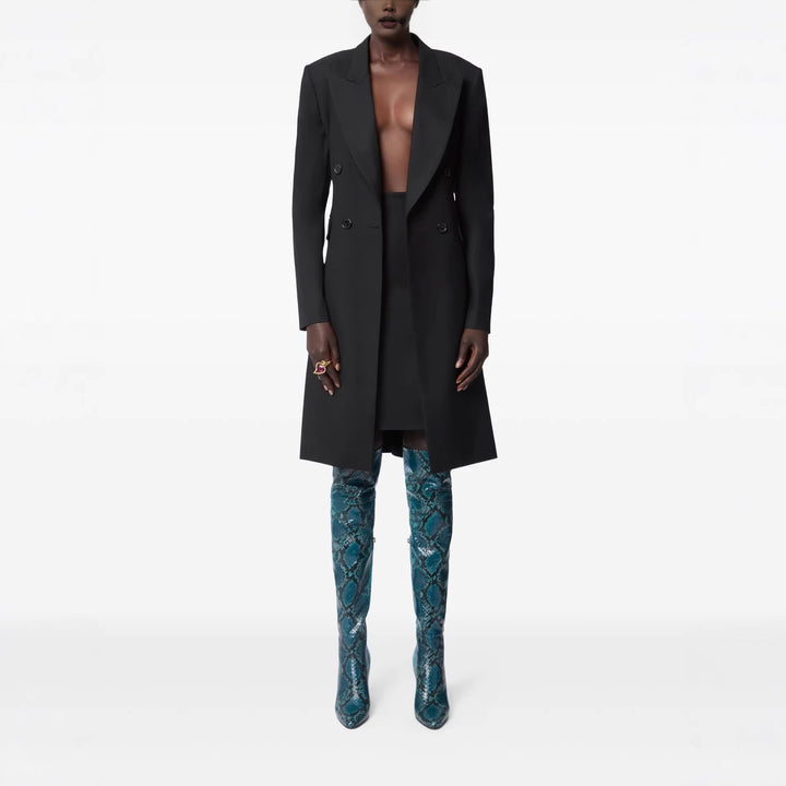 Damen Langblazer im minimalistischen Doppelreiher mit verstärkten Schultern Drune