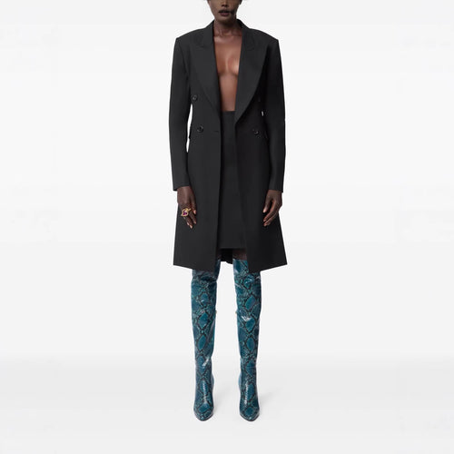 Damen Langblazer im minimalistischen Doppelreiher mit verstärkten Schultern Drune