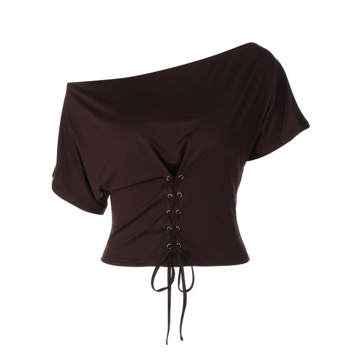 Damen asymmetrisches Oberteil mit raffiniertem Schnürdesign Drune