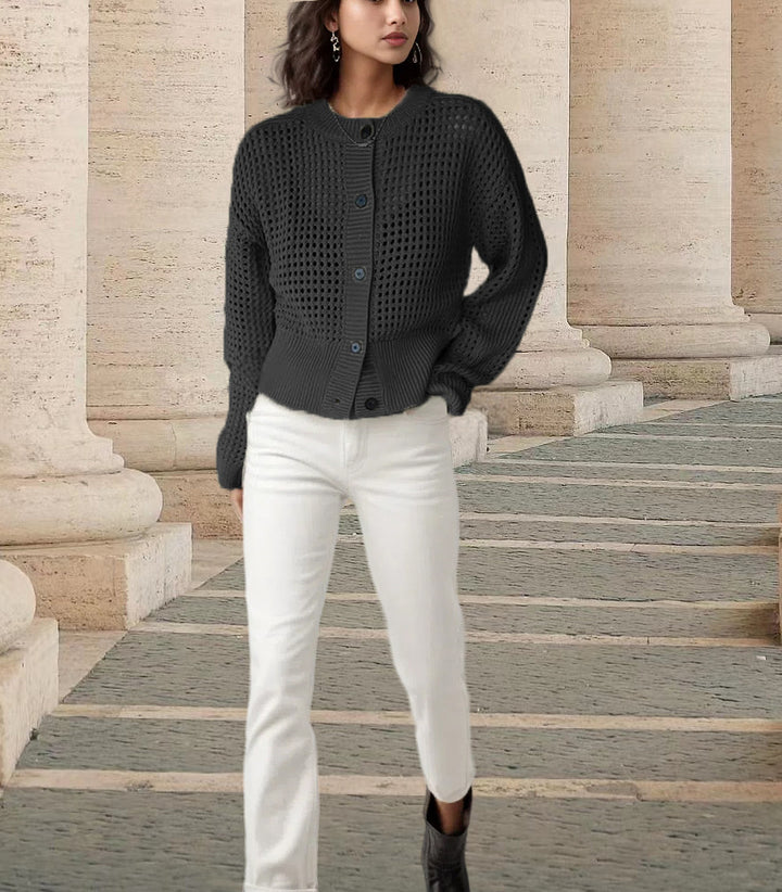 Damen luftiger Strick-Cardigan mit einzigartiger Maschenstruktur Drune
