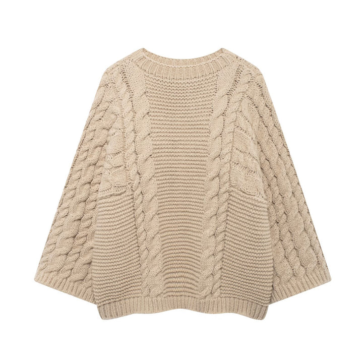 Damen Strickpullover im lässigen Oversize-Schnitt mit aufwendigem Zopfmuster Drune