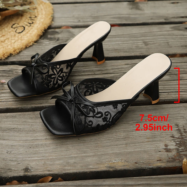 Damen Slip-On Sandalen mit elegantem Riemen und modischem Schleifen-Detail Drune