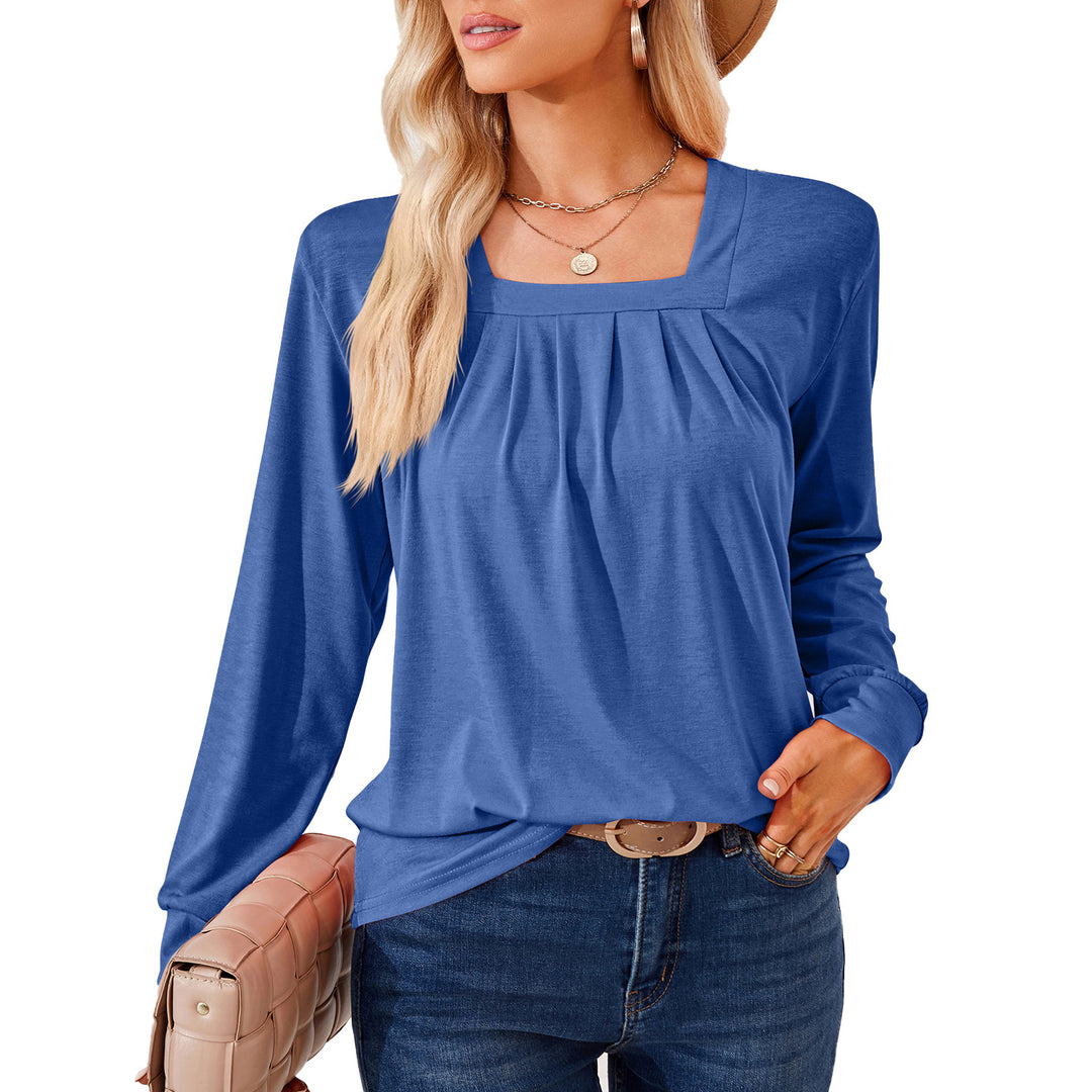 Damen Langarmshirt mit quadratischem Ausschnitt und femininer Raffung Drune