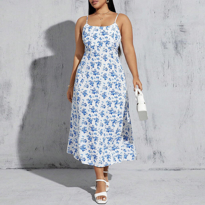 Damen florales Sommerkleid mit schmalen Trägern und leichtem Stoff Drune