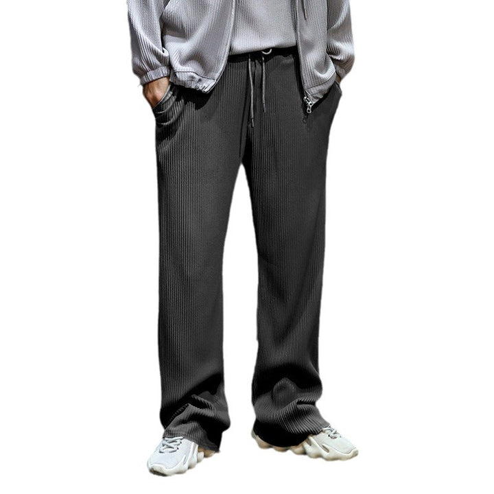 Herren Lässige gerippte Relaxhose mit weitem Bein, Tunnelzug & Eingrifftaschen Drune