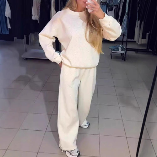 Damen Sportliches Lounge-Set mit gepunktetem Muster und elastischem Bund Drune