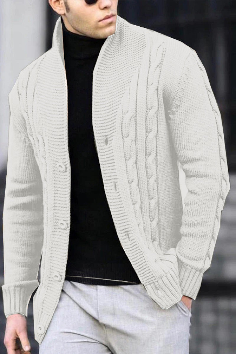 Herren Strickjacke mit Kabelmuster und Schalkragen Drune