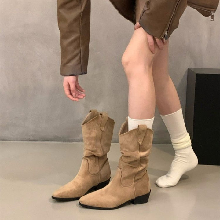 Damen Modische Wildlederstiefeletten Drune