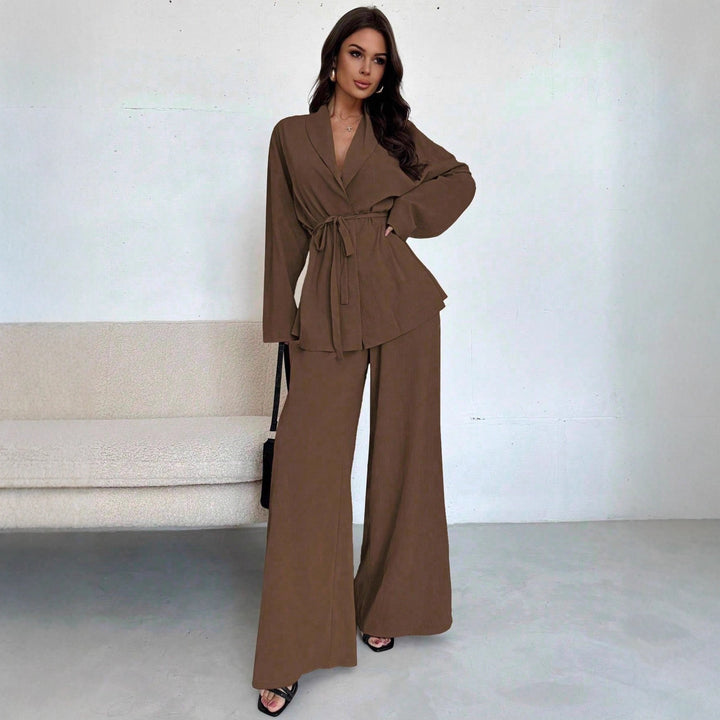 Damen lässige Oversized Blazerjacke mit Gürtel Drune